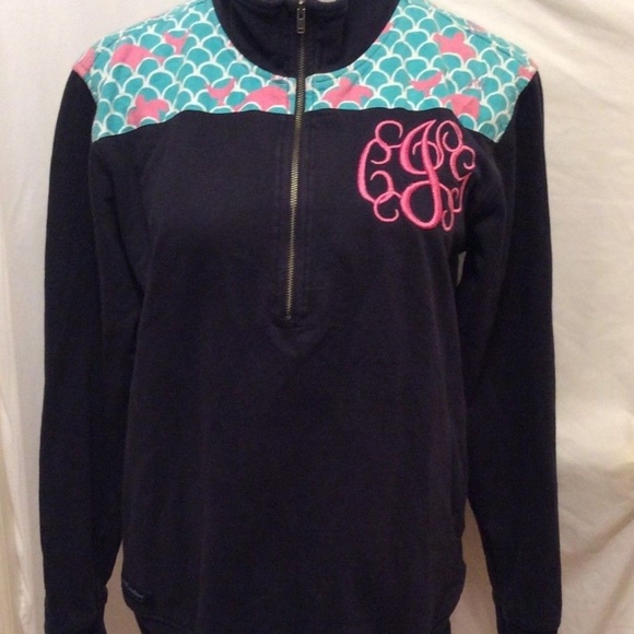 Simply Southern Tops - Simply Southern Pull-Over S EJG Monogrammed Blue